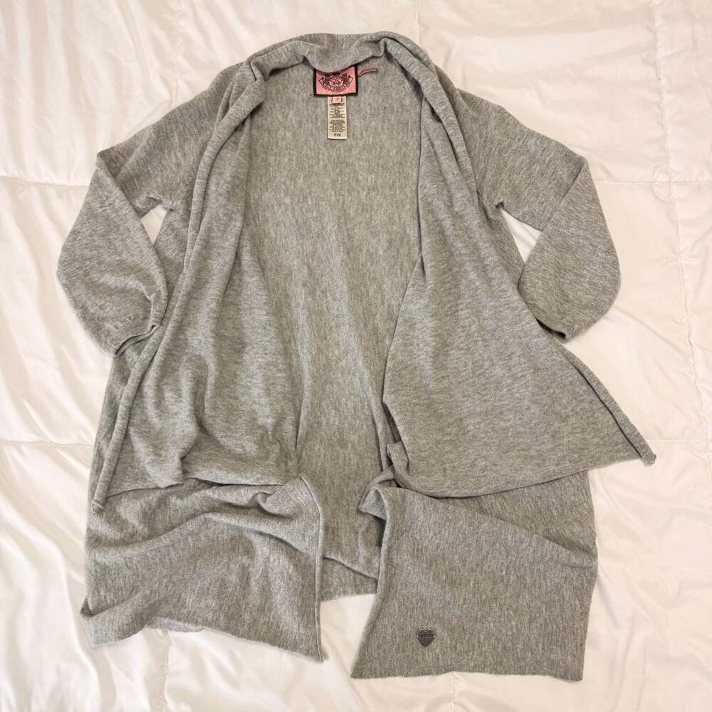 Juicy Couture Gray Wool Angora Open Front Cardigan Size P